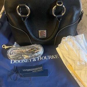 Dooney and Bourke black leather satchel crossbody EUC